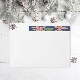 Poinsettias Christmas Navy blauw roze