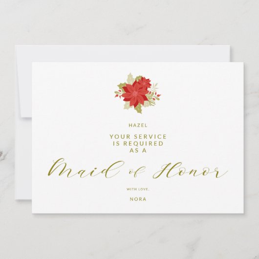 Poinsettias Christmas Will You Be My Maid of Honor (Voorkant)