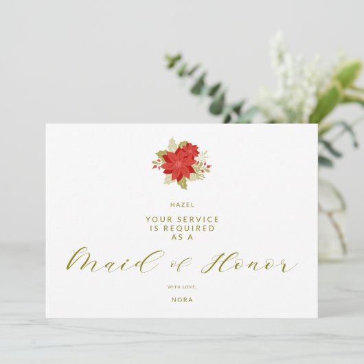 Poinsettias Christmas Will You Be My Maid of Honor (Staand voorkant)