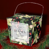 Poinsettias en Berries met zwarte kerst Bedankdoosjes