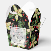 Poinsettias en Berries met zwarte kerst Bedankdoosjes (Geopend)