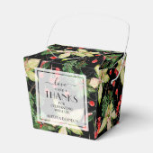 Poinsettias en Berries met zwarte kerst Bedankdoosjes (Voorkant Zijde)