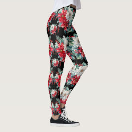Poinsettias en Holly Berries Leggings -