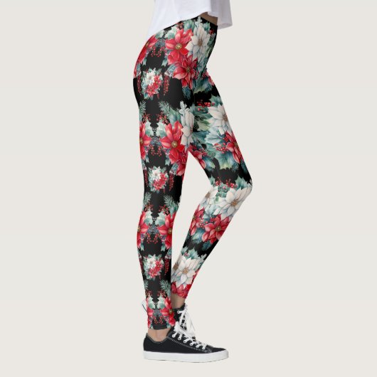 Poinsettias en Holly Berries Leggings - (Rechts)
