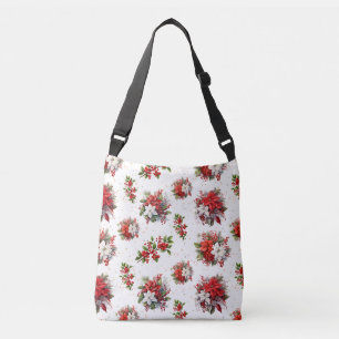 poinsettias en Holly Christmas White Crossbody Tas