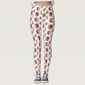  poinsettias en Holly Christmas White Leggings (Voorkant)