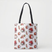  poinsettias en Holly Christmas White Tote Bag (Voorkant)