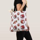  poinsettias en Holly Christmas White Tote Bag (Dichtbij)