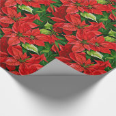Poinsettia's en Holly Leaves Cadeaupapier (Hoek)