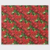 Poinsettia's en Holly Leaves Cadeaupapier (Vlak)