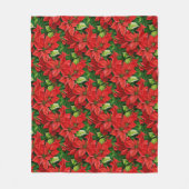 Poinsettia's en Holly Leaves Fleece Deken (Voorkant)