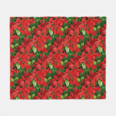 Poinsettia's en Holly Leaves Fleece Deken (Voorkant (Horizontaal))