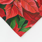 Poinsettia's en Holly Leaves Fleece Deken (Hoek)