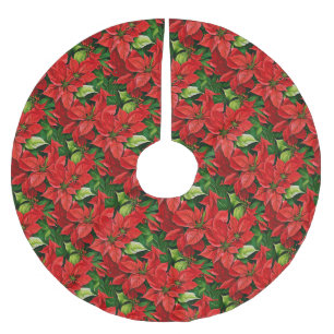 Poinsettia's en Holly Leaves Kerstboom Rok