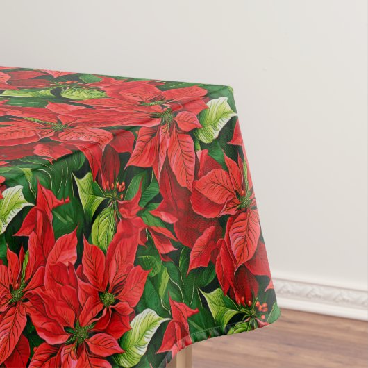 Poinsettia's en Holly Leaves Tafelkleed (Voorbeeld)