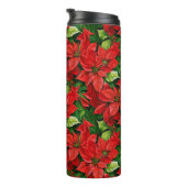 Poinsettia's en Holly Leaves Thermosbeker (Geroteerd rechts)