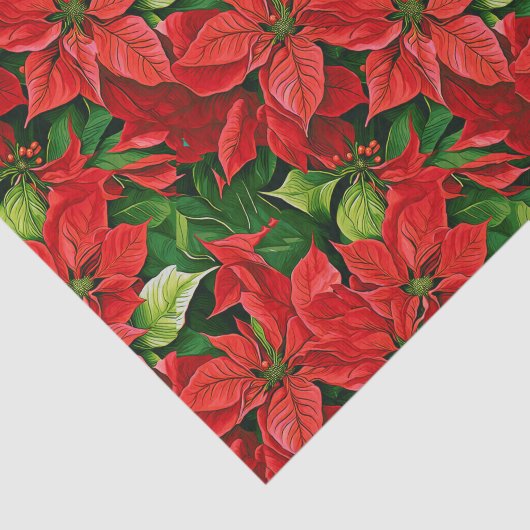 Poinsettia's en Holly Leaves Tissuepapier (Detail)