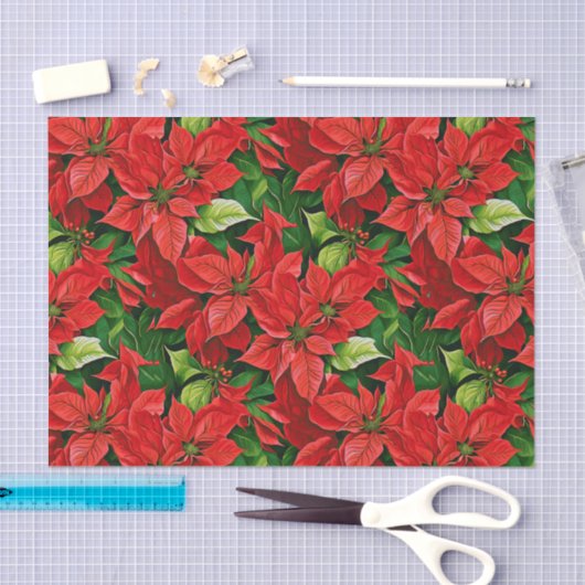 Poinsettia's en Holly Leaves Tissuepapier (Craft)