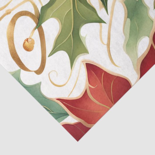 poinsettia's en holly tissue tissuepapier (Detail)