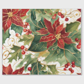 poinsettia's en huls-inpakpapier cadeaupapier (Vlak)