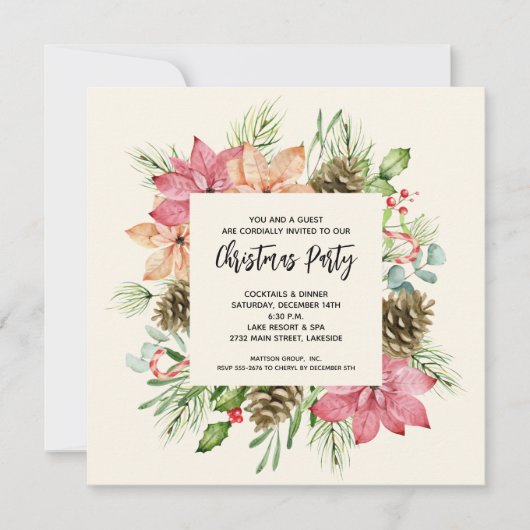 Poinsettias en Pine-kerstfeestdagen (Voorkant)