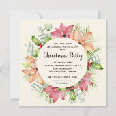 Poinsettias en Pine Wreate Kerstuitnodigingen (Voorkant)