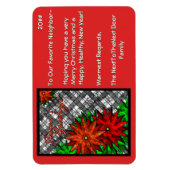 Poinsettias en Plaid (gepersonaliseerd) Magneet (Verticaal)