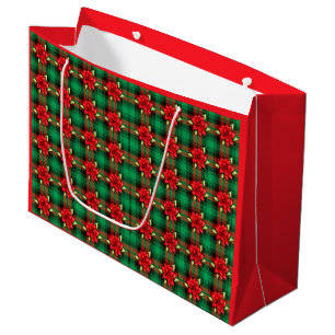 Poinsettias en speldenband voor grote cadeautjes groot cadeauzakje