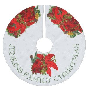 Poinsettias en witte sneeuwvlokken met tekst kerstboom rok