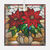 Poinsettias Faux Glas in lood Glas Ornament (Voorkant)