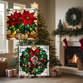 Poinsettias Faux Glas in lood Keramisch Ornament