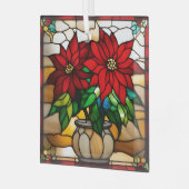 Poinsettias Faux Glas in lood Ornament (Voorkant links)