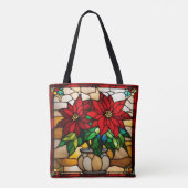 Poinsettias Faux Glas in lood Tote Bag (Achterkant)