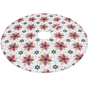 Poinsettias Fleece Tree Skirt Fleece Kerstboom Rok
