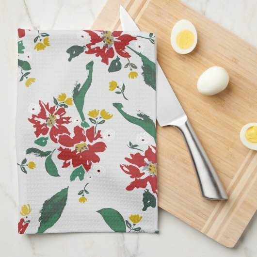 Poinsettias for all seasons kitchen towel theedoek (Quarter Fold)