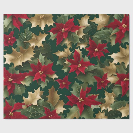 poinsettias galore-inpakpapier cadeaupapier (Vlak)