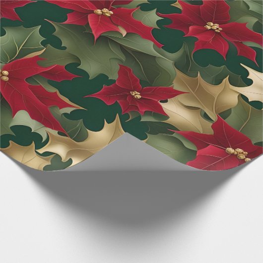 poinsettias galore-inpakpapier cadeaupapier (Hoek)