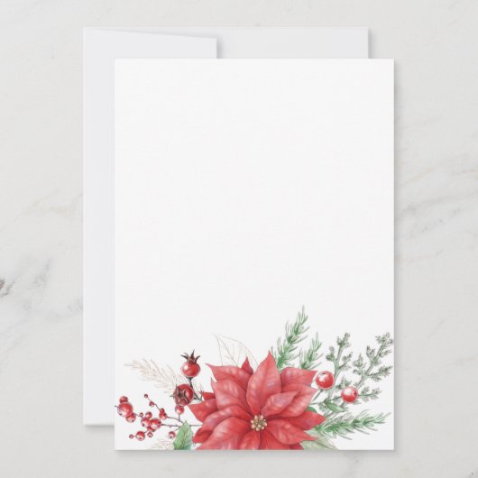 Poinsettias Gold Holly-kerstfeest Kaart (Achterkant)