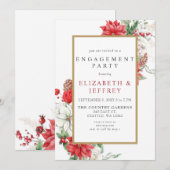 Poinsettias Gold Holly-kerstfeest Kaart (Voorkant / Achterkant)