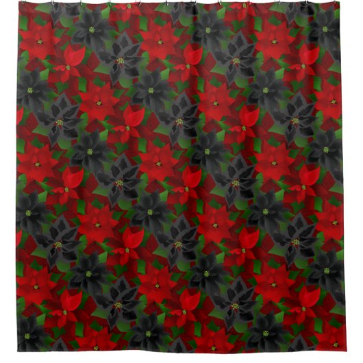 Poinsettias Gothic Christmas Douchegordijn (Voorkant)