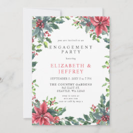 Poinsettias Holly Kerstfeest Engagement Kaart