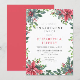 Poinsettias Holly Kerstfeest Engagement Kaart