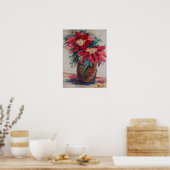 Poinsettias in een bruinvet poster (Keuken)
