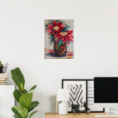Poinsettias in een bruinvet poster (Thuiskantoor)