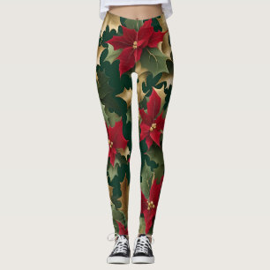 poinsettia's in overvloed leggings