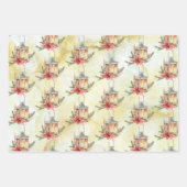 Poinsettias, kardinalen en filialen van de pijnboo inpakpapier vel (Voorkant 3)