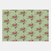 Poinsettias, kardinalen en filialen van de pijnboo inpakpapier vel (Voorkant 2)