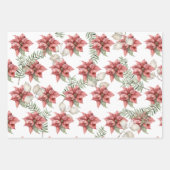 Poinsettias, kardinalen en filialen van de pijnboo inpakpapier vel (Voorkant)