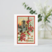  Poinsettias, Kerk en Kerstgroet Briefkaart (Staand voorkant)