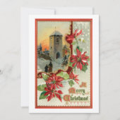  Poinsettias, Kerk en Kerstgroet Feestdagenkaart (Voorkant)